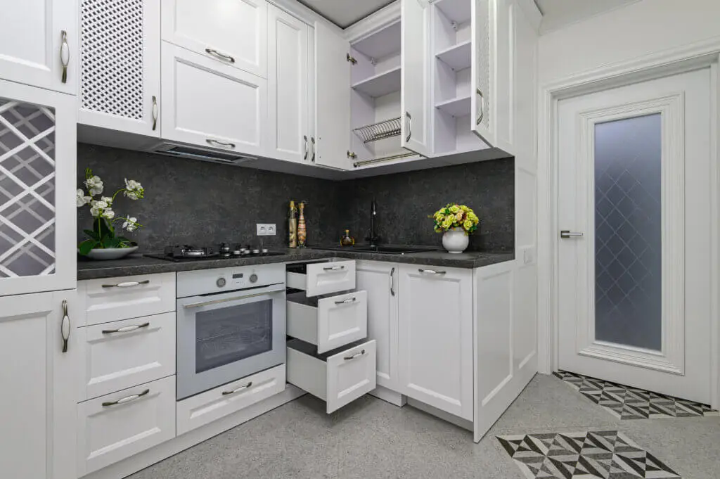 Blue Pearl Granite Backsplash Ideas for White Kitchens