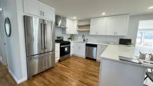 When remodeling a kitchen what comes first floors or cabinets