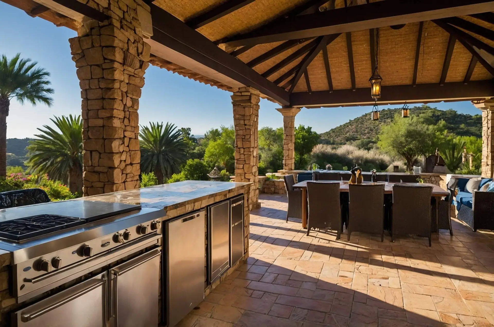 Backyard covered outdoor kitchen ideas