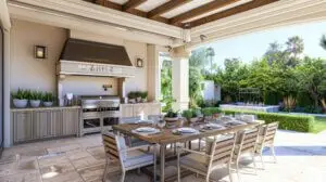 Outdoor Kitchen With Roof Structure